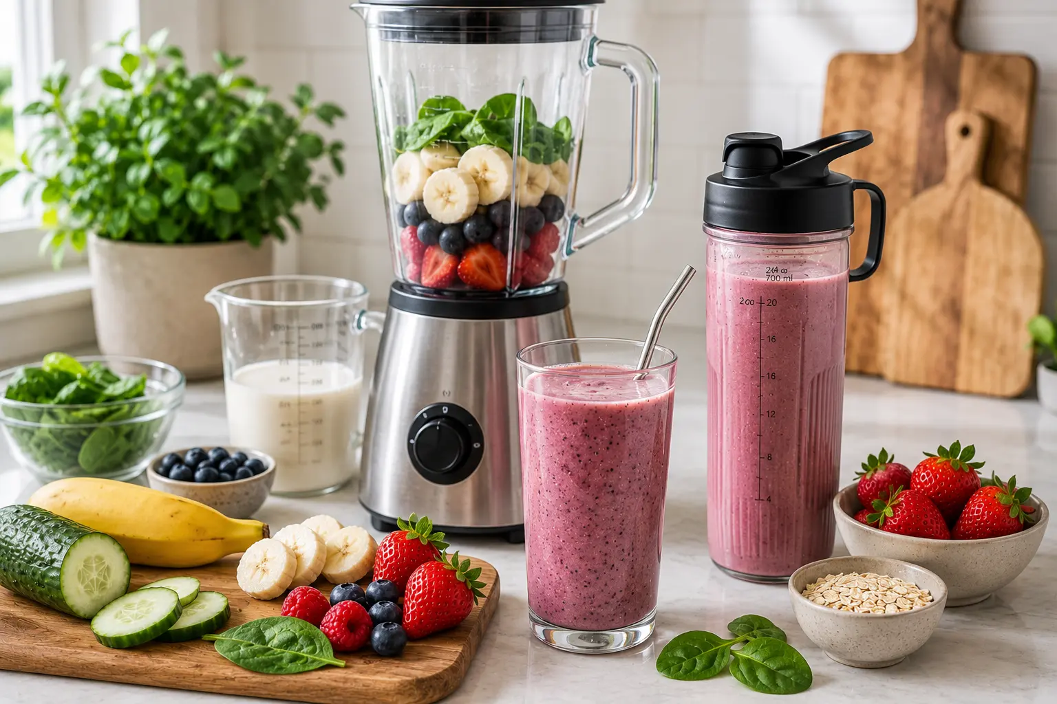 Hydrating smoothie combinations with fruit yoghurt and coconut water