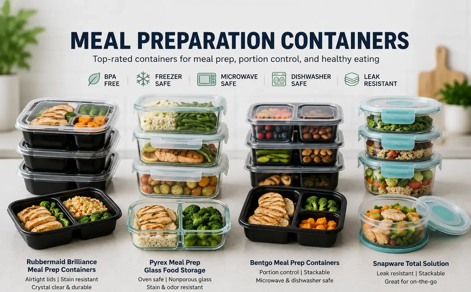 Stacked meal prep containers